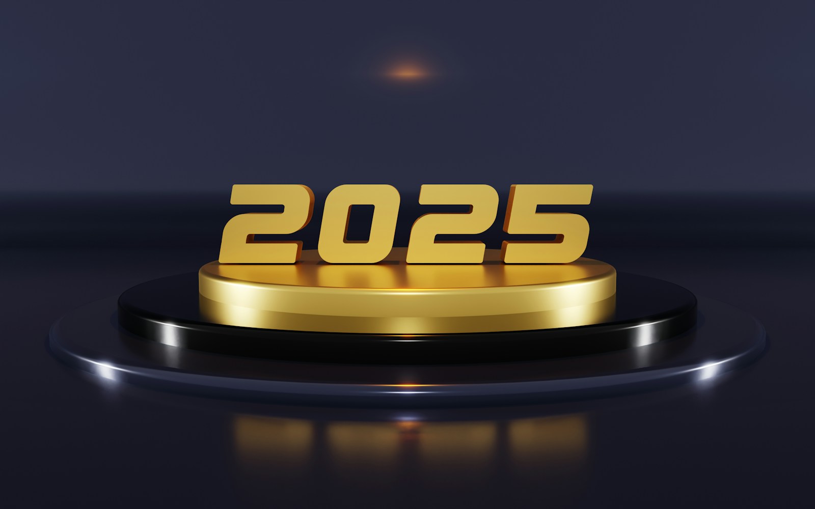 A golden sign that reads 2055 on a black surface